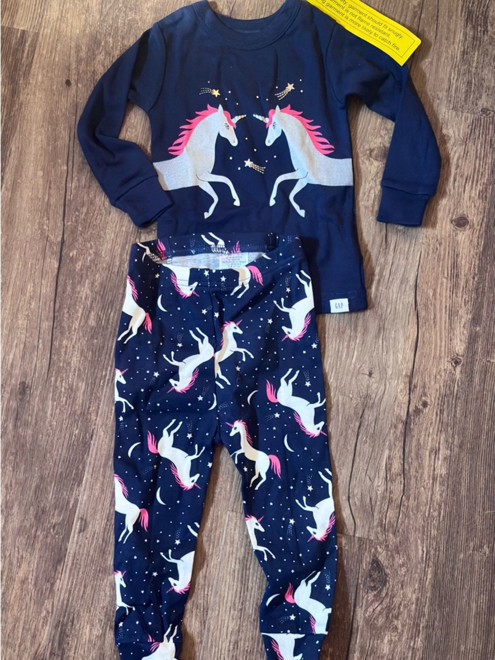 GAP Navy Unicorn Pajama Set with Pink Accents